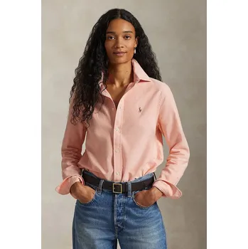 Dámská košile Bavlněná košile Polo Ralph Lauren dámská, bílá barva, relaxed, s klasickým límcem, 211970736 24X, vel. M