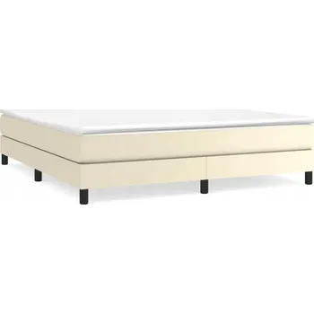 Postel Krémový rám postele 203 x 160 x 25 cm z umělé kůže