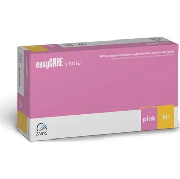 Vyšetřovací rukavice ZARYS EasyCARE – diagnostické rukavice, nitrilové, růžové, 100ks Velikost: M