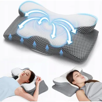 Polštář ORTOPEDICKÝ POLŠTÁŘ POLŠTÁŘ KRČNÍ PRO SPÁČE NA BOKU ŠEDÝ BÍLÝ