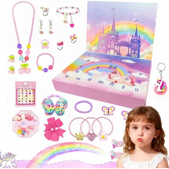 Kalendář ADVENTSKÝ KALENDÁŘ S OZDOBAMI DO VLASŮ PRO DÍVKY 24 DNÍ DÁREK