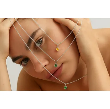 Náhrdelník Stříbrný náhrdelník Birthstone Délka řetízku: 61cm, Typ řetízku: Cable ( jednoduchý ), Měsíc narození: Únor - Ametyst (fialový) Ag 925/1000