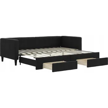 Pohovka Rozkládací pohovka s úložným prostorem, černá, 223 x 90 x 68 cm