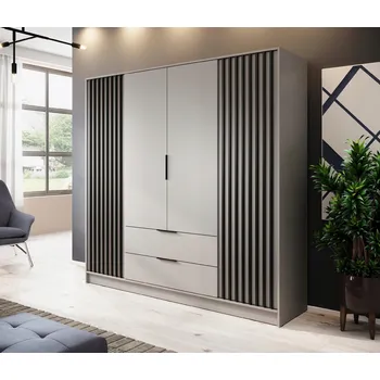 Šatní skříň SKŘÍŇ SKŘÍŇ SOREN 4D KAŠMÍR 200CM OTEVÍRACÍ VELKÁ POLICE TYČ LAMELY