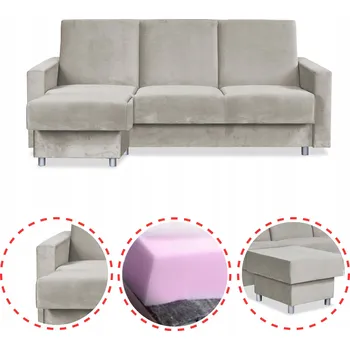 Sedací souprava Rohová Sedací Souprava Alice s taburetem rozkládací pohovka Family Meble béžová