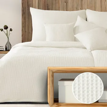 Povlečení Vaflové povlečení natur: 140x200cm, 70x90cm