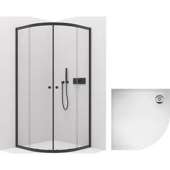 CERANO – Sprchový kout Orso L/P 6 mm - černá matná + CERANO - Sprchová vanička Piato - bílá lesklá - 90x90 cm