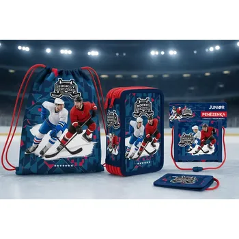 Penál ZVÝHODNĚNÁ SADA HOKEJ TŘÍPATROVÝ PLNÝ PENÁL,SÁČEK,PENĚŽENKA