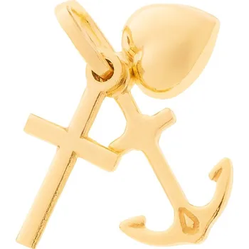 Přívěsek Argento 8A132 Zlatý přívěsek - srdíčko, kotva, křížek