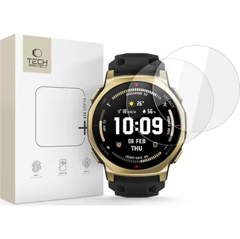 TVRZENÉ SKLO TECH-PROTECT GLASS FIT+ 2-PACK AMAZFIT T-REX 3 PRO 44MM CLEAR