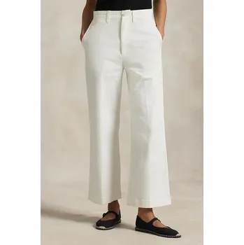 Dámské kalhoty Kalhoty Polo Ralph Lauren dámské, béžová barva, široké, high waist, 211873988 01X, vel. 38