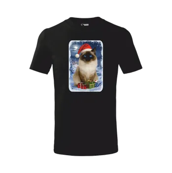 ON-DESIGN Vánoční tričko pánské/dětské Ragdoll kočka Velikost: 122 cm/6 let, Barva: černá