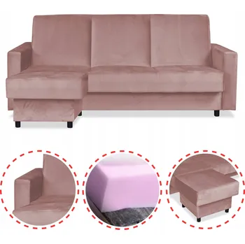 Sedací souprava Rohová Sedací Souprava Alice s taburetem rozkládací pohovka Family Meble pudrová