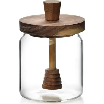 Sklenice Zavařovací Sklenice na med 470 ml s akáciovou naběračkou