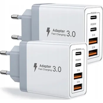 2 KS RYCHLÁ SÍŤOVÁ NABÍJEČKA UNIVERZÁLNÍ ZÁSUVKA 2x USB-A 2x USB-C 40W