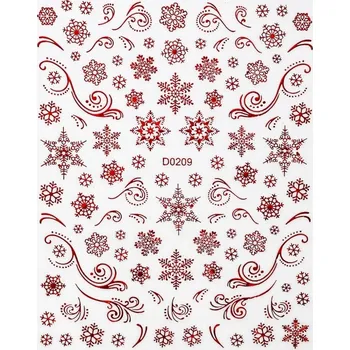 samolepka Samolepky na nehty Zimní sněhové vločky Vánoční červené hvězdičky S278