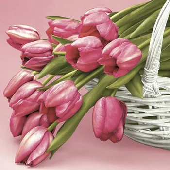 Papírový ubrousek SERVÍTKY JARNÍ KOŠ S TULIPÁNY 33x33 CM 20 KS