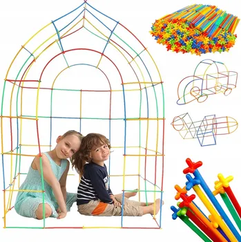 ostatní stavebnice SADA HRAČKA KREATIVNÍ KONSTRUKČNÍ BRČKA STAVEBNICE TRUBIČKY TYČINKY 1000 DÍLŮ