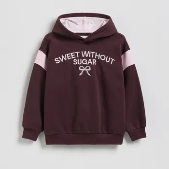 Dívčí mikina Reserved - Mikina s&nbsp;výšivkou - tmavě hnědá - 260GX-89X - 260GX-89X-U13