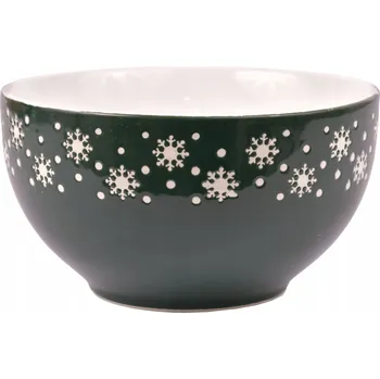 Vánoční porcelánová salátová mísa 550 ml se zelenou vločkou XMAS
