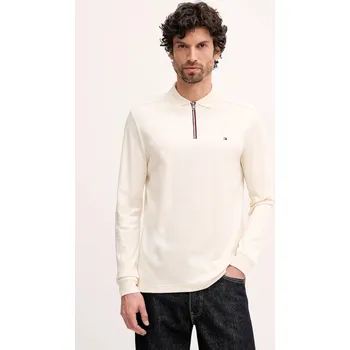Pánské oblečení Bavlněné tričko s dlouhým rukávem Tommy Hilfiger MW0MW42808 béžová 01X, vel. M