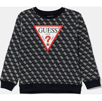 Chlapecká mikina Dětská bavlněná mikina Guess modrá barva, vzorovaná, N5YQ00 KA6R4 N5YQ00.KA6R4.9BYA 55X, vel. 113-118