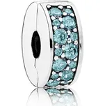 PANDORA klip se silikonem Modrozelená třpytivá elegance