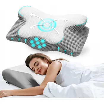 Polštář ORTOPEDICKÝ POLŠTÁŘ POLŠTÁŘ KRČNÍ PRO SPÁČE NA BOKU ŠEDÝ BÍLÝ
