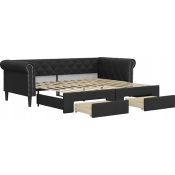 Pohovka Rozkládací pohovka s funkcí lůžka 2v1 černá, rozměry 235 x 100 x 68 cm