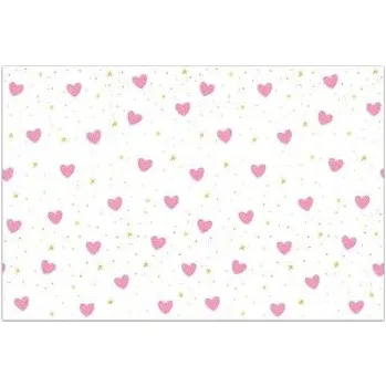 ubrus Fóliový ubrus MALÁ PRINCEZNA Růžová Srdíčka První Narozeniny Oslava 120x180cm