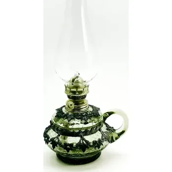 Petrolejová lampa Petrolejová lampa - lesní zelená krakle zdobená cínem | 116728