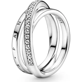 Šperk PANDORA Tříkroužkový prsten překládací osázený 60