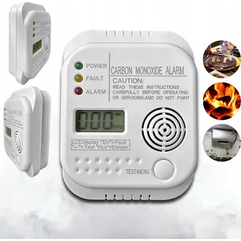 Detektor CO Bezdrátový detektor plynu oxidu uhelnatého (CO), kouře a požáru na baterie s alarmem