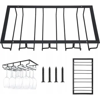 Stojan na víno STOJAN / VĚŠÁK NA VÍNO A SKLENIČKY OBRÁCENÝ ZÁVĚSNÝ DRŽÁK NA 4 ŘADY