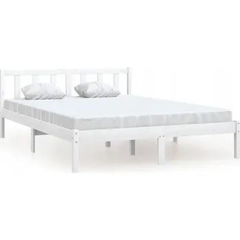 Postel Dřevěný rám postele z borovice, bílý 205,5x145,5x69,5 cm