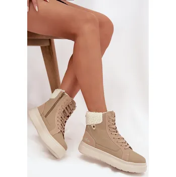 Dámské kozačky Zimní dámské boty s kožešinou Lee Cooper LCJ-25-01-3736 Barva: Béžová, Velikost: 41