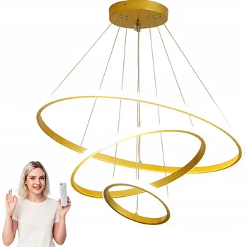 Stropní svítidlo LED lustr moderní zlatý 60 cm do obýváku loft s dálkovým ovládáním