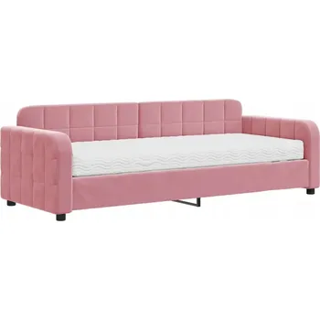 Pohovka Růžová rozkládací pohovka 2v1 s matrací 223 x 91 x 71 cm