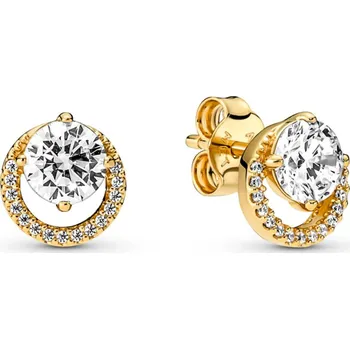 Oblečení a móda PANDORA pozlacené náušnice Třpytivá kulatá aureola