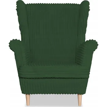 Křeslo Křeslo ušák Rene s podnožkou, skandinávský styl Family Meble, zelený manšestr