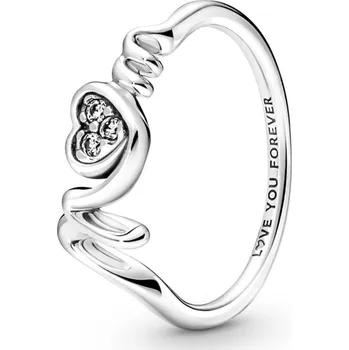 Prsten PANDORA prsten Mom a pavé srdce 56