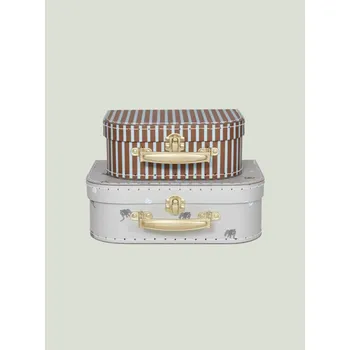 Vrták Mini kufřík se slony a proužky OYOY - sada 2 kusů