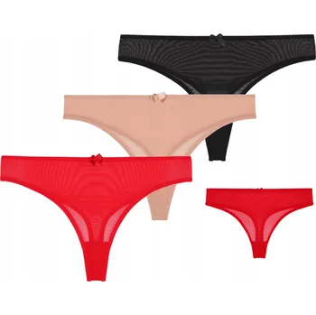 Dámské spodní prádlo Dámské elegantní Tanga MORAJ z jemné síťoviny, 3 ks M