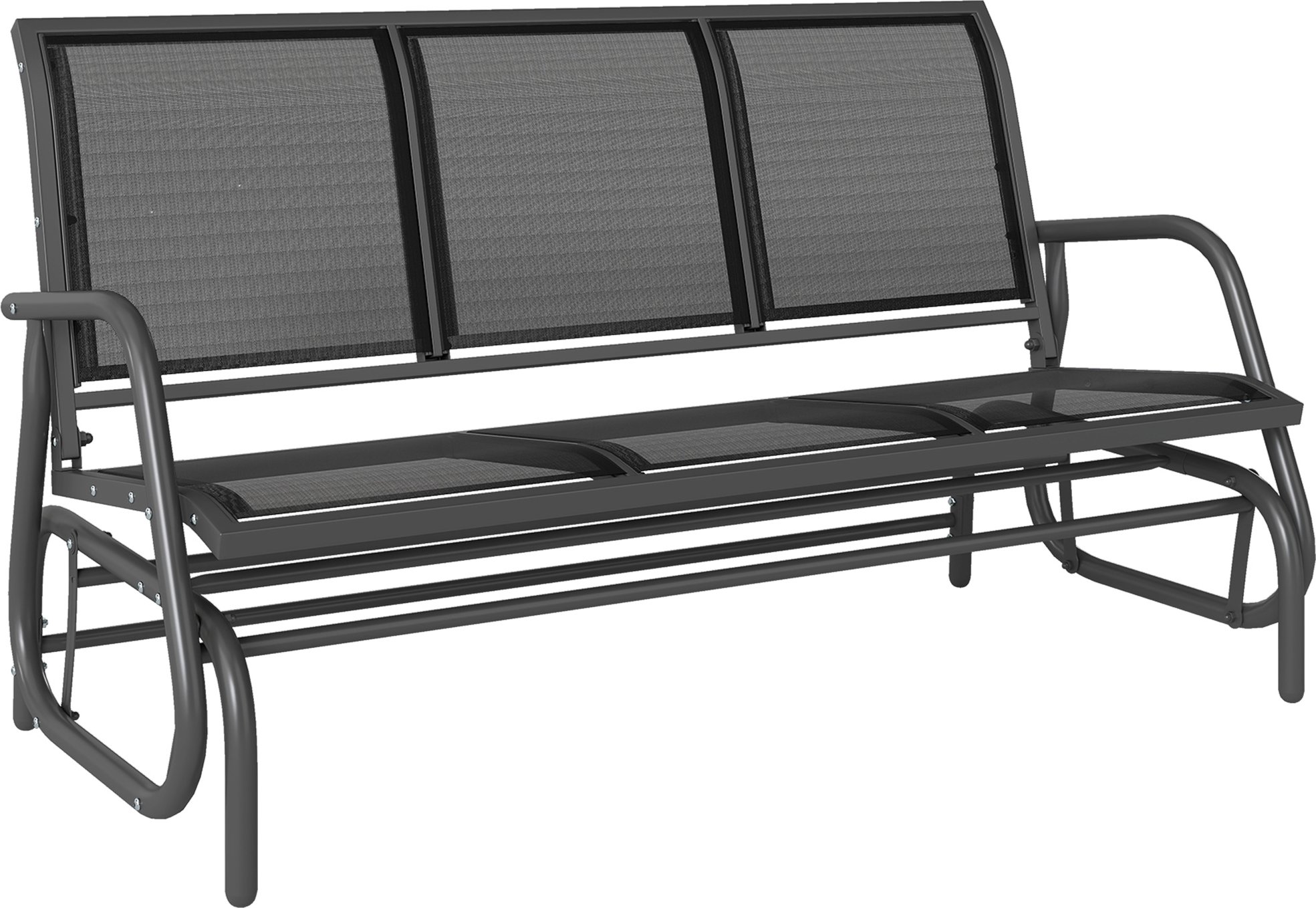 Outsunny 3místné houpací křeslo Robustní zahradní lavice jako zahradní houpačka, kovová, odolná proti povětrnostním vlivům, černá, 151x75x85cm| Aosom