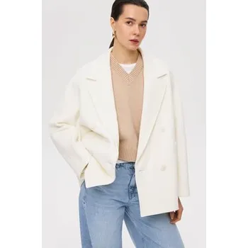 Dámský kabát Estro Kabát ER00117054 Bílá Loose Fit S