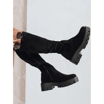 Dámské kozačky Dámské kozačky ze semiše na platformě černé