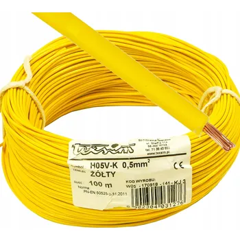 elektrický kabel Kabel LGY 0,5mm žlutý 100m 500V