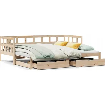 Pohovka Rozkládací pohovka 2 v 1 se zásuvkami, masivní borovicové dřevo, 203,5 x 98 cm