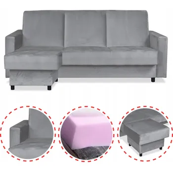 Sedací souprava Rohová Sedací Souprava Alice s taburetem rozkládací pohovka Family Meble šedá