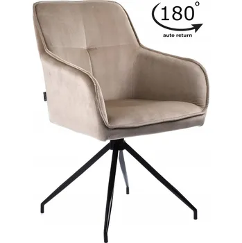 Otočné křeslo čalouněné béžovým velurem do obývacího pokoje, jídelny - Aster